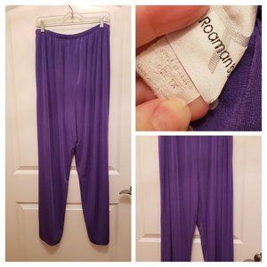Purple slinky straight leg pants. Plus size.